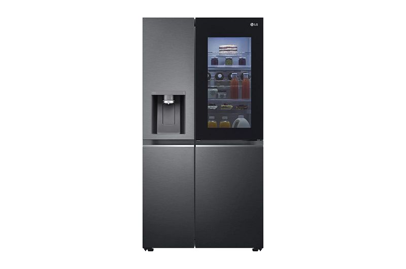 Réfrigérateur côte à côte LG avec InstaView Door-in-Door®, distributeur de glaçons et d’eau, capacité de 635 litres, réservoir d’eau interne 4L, acier brossé, GSXV91BSAF